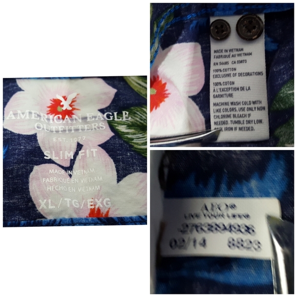 American Eagle Mens Hawaiian Floral XL Navy Red - Picture 12 of 12